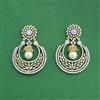 Cz Classic Earring With 2 Tone Mehndi Rhodium Plating