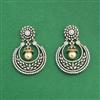 Cz Classic Earring With 2 Tone Mehndi Rhodium Plating