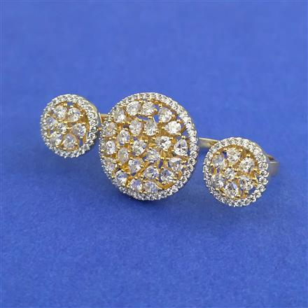 Cz Classic Ring With 2 Tone Mehndi Rhodium Plating