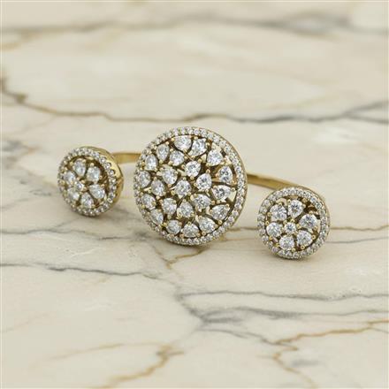 Cz Classic Ring With 2 Tone Mehndi Rhodium Plating