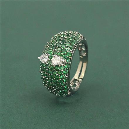 Cz Adjustable Ring With Black Plating