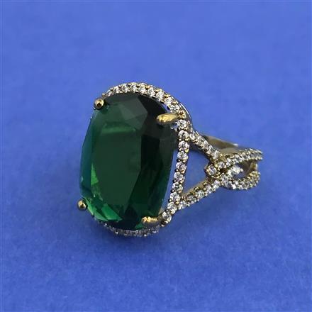 Cz Adjustable Ring With Mehndi Plating