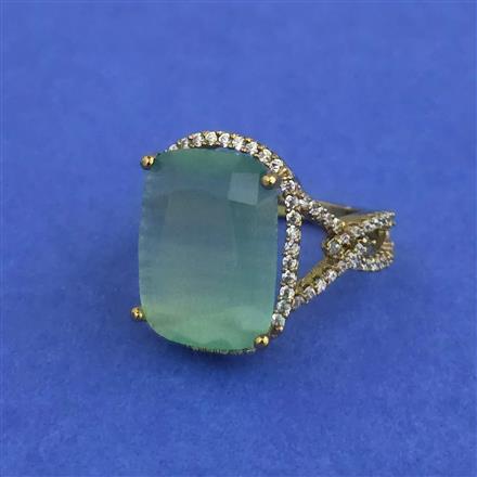 Cz Adjustable Ring With Mehndi Plating