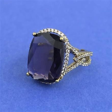 Cz Adjustable Ring With Mehndi Plating