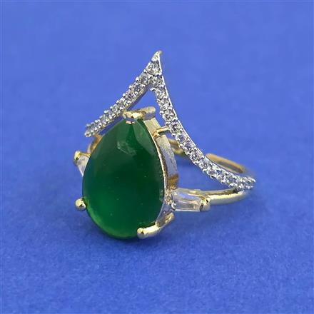 Cz Adjustable Ring With 2 Tone Plating