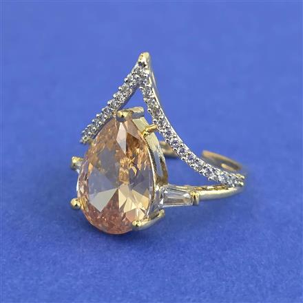 Cz Adjustable Ring With 2 Tone Plating
