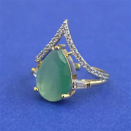 Cz Adjustable Ring With 2 Tone Plating