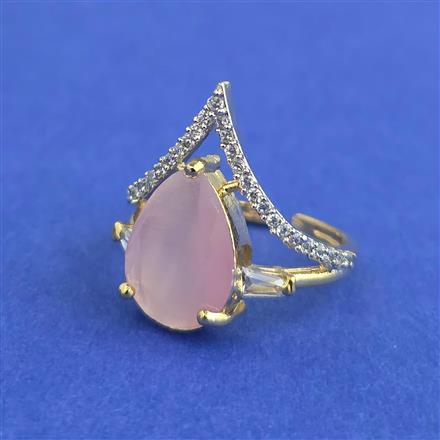 Cz Adjustable Ring With 2 Tone Plating