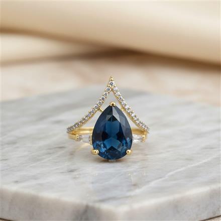 Cz Adjustable Ring With 2 Tone Plating