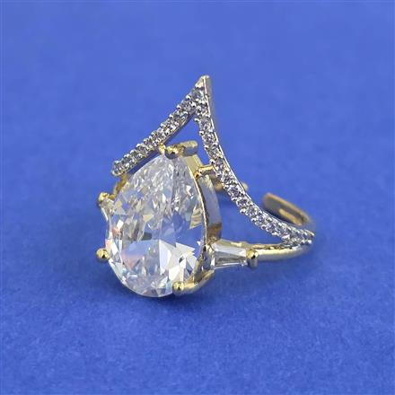 Cz Adjustable Ring With 2 Tone Plating
