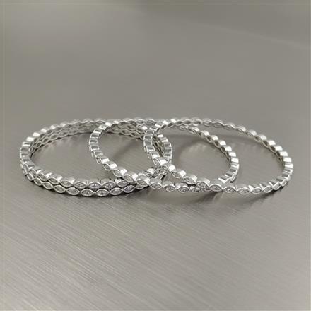 Cz Classic Bangles With Rhodium Plating