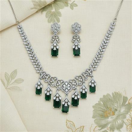 Cz Classic Necklace With Rhodium Plating