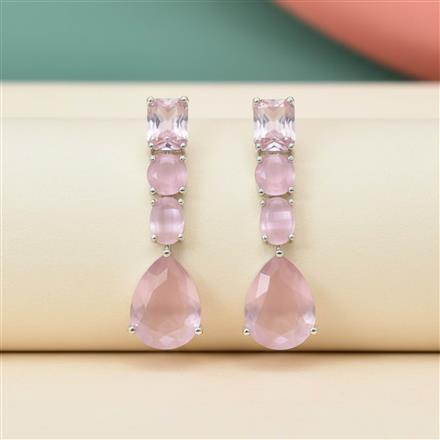 Cz Classic Earring With Rhodium Plating