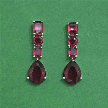 Cz Classic Earring With Rhodium Plating