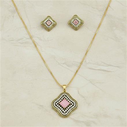 Cubic Zirconia Classic Pendant Set With Mehndi Plating