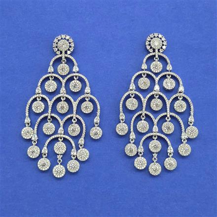 Cz Classic Earring With 2 Tone Rhodium Plating