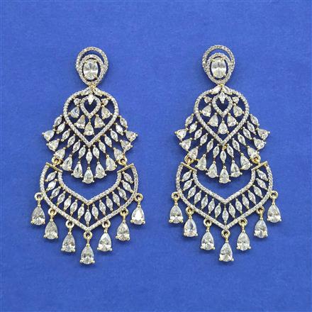 Cz Classic Earring With 2 Tone Rhodium Plating