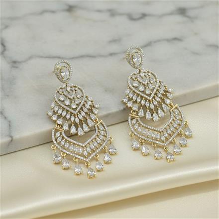 Cz Classic Earring With 2 Tone Rhodium Plating