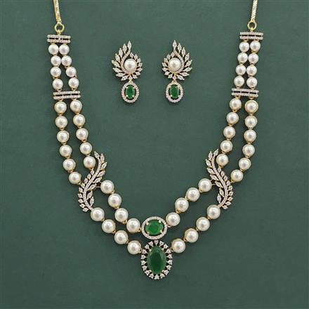 Cz Classic Necklace Set With 2 Tone Plating