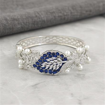 Cz Openable Kada With Rhodium Plating