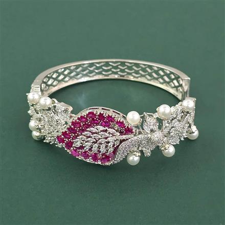 Cz Openable Kada With Rhodium Plating