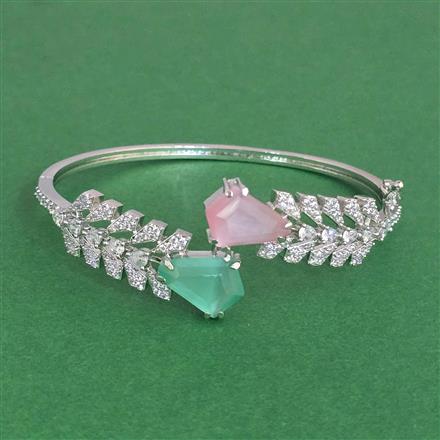 Cz Openable Kada With Rhodium Plating