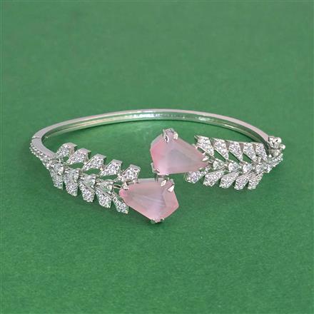 Cz Openable Kada With Rhodium Plating