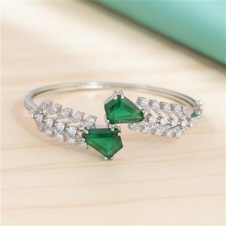 Cz Openable Kada With Rhodium Plating