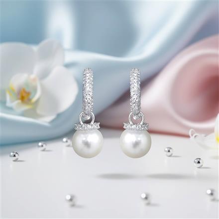 Cz Classic Earring With 2 Tone Rhodium Plating