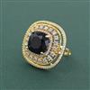 Cz Adjustable Ring With 2 Tone Plating