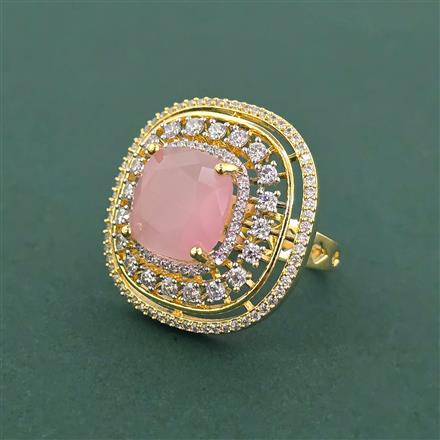 Cz Adjustable Ring With 2 Tone Plating