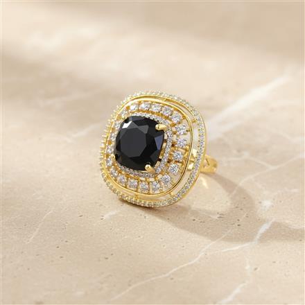 Cz Adjustable Ring With 2 Tone Plating