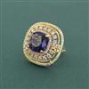 Cz Adjustable Ring With 2 Tone Plating