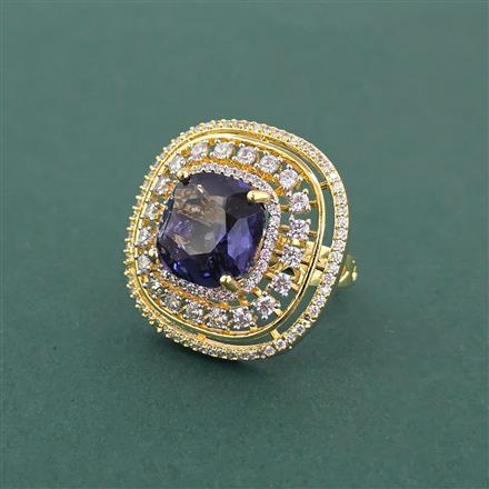Cz Adjustable Ring With 2 Tone Plating