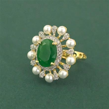 Cz Adjustable Ring With 2 Tone Plating