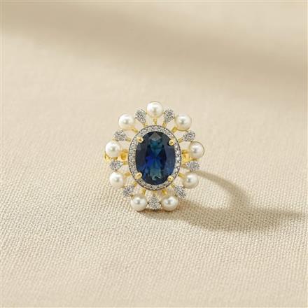 Cz Adjustable Ring With 2 Tone Plating
