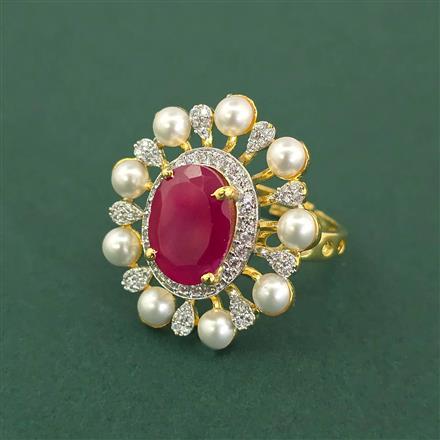 Cz Adjustable Ring With 2 Tone Plating