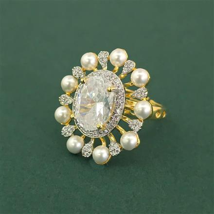 Cz Adjustable Ring With 2 Tone Plating