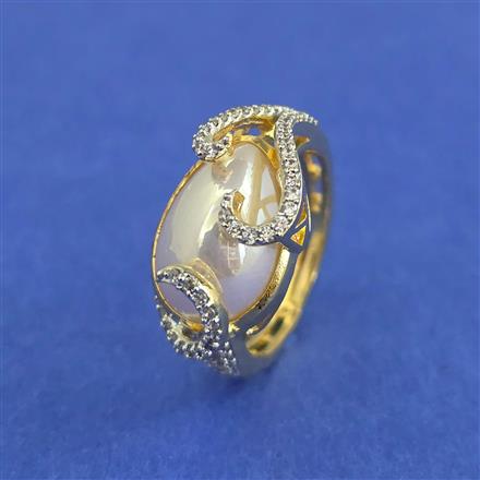 Cz Adjustable Ring With 2 Tone Mehndi Rhodium Plating