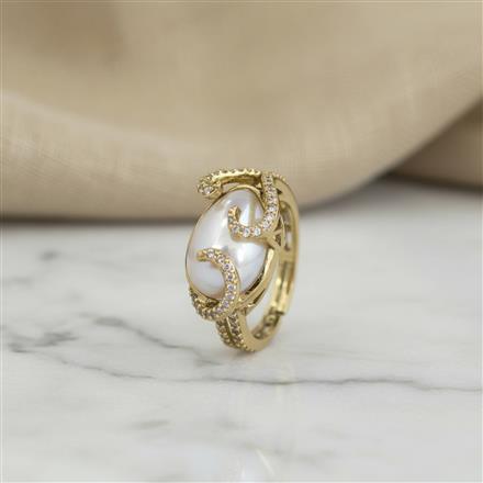 Cz Adjustable Ring With 2 Tone Mehndi Rhodium Plating