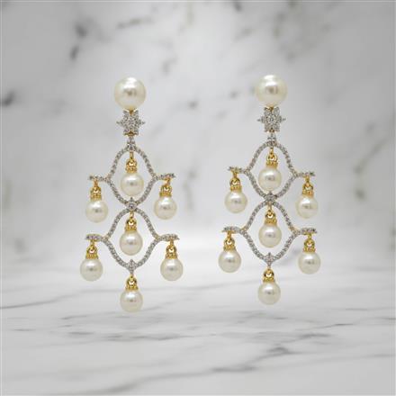 Cz Classic Earring With 2 Tone Rhodium Plating