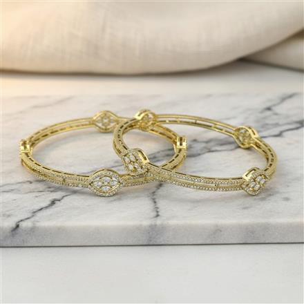 Cz Classic Bangles With Mehndi Rhodium Plating