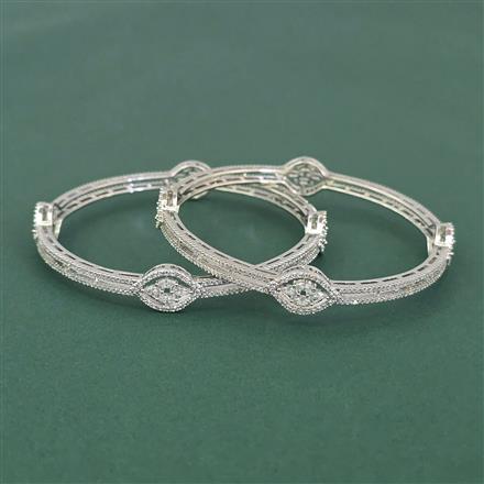 Cz Classic Bangles With Mehndi Rhodium Plating