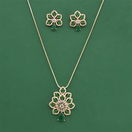 Cubic Zirconia Classic Pendant Set With 2 Tone Plating