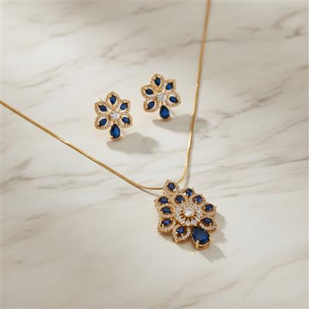 Cubic Zirconia Classic Pendant Set With 2 Tone Plating