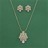 Cubic Zirconia Classic Pendant Set With 2 Tone Plating