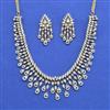 Cz Classic Necklace Set With 2 Tone Mehndi Rhodium Plating