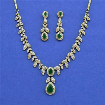 Cz Classic Necklace Set With Mehndi Plating