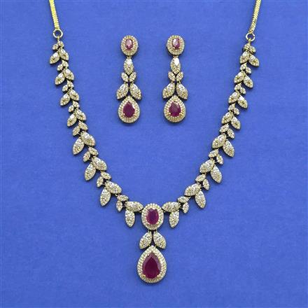 Cz Classic Necklace Set With Mehndi Plating