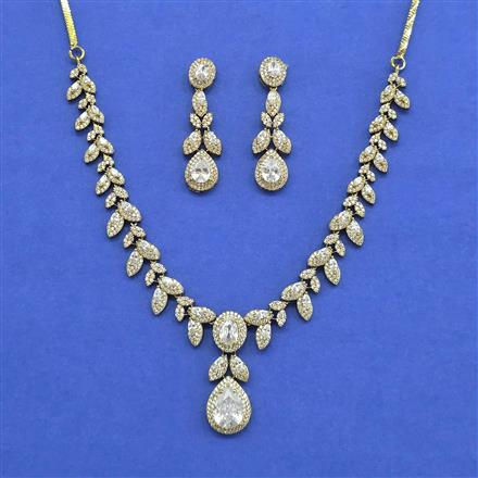 American Diamond Classic Necklace With Mehndi Plating